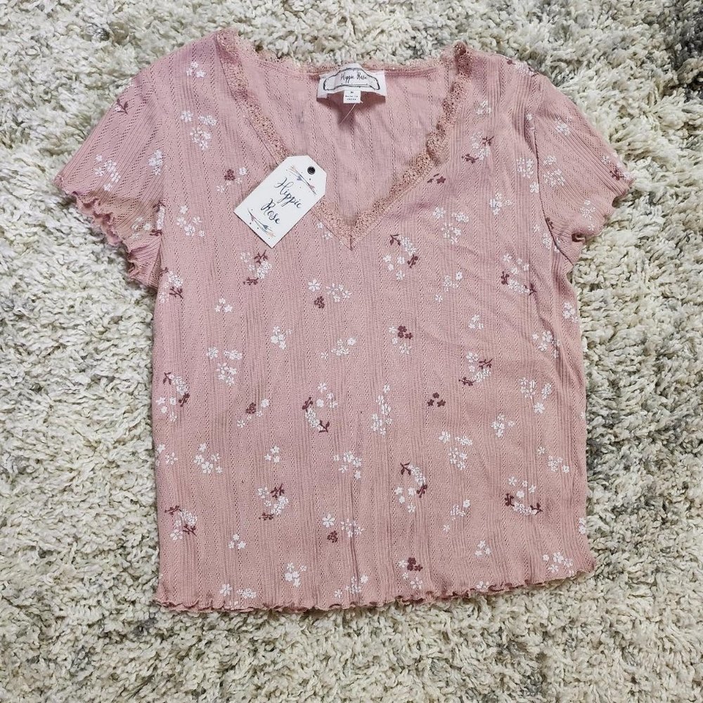 coquette floral cropped top by hippie rose. nwt size medium!